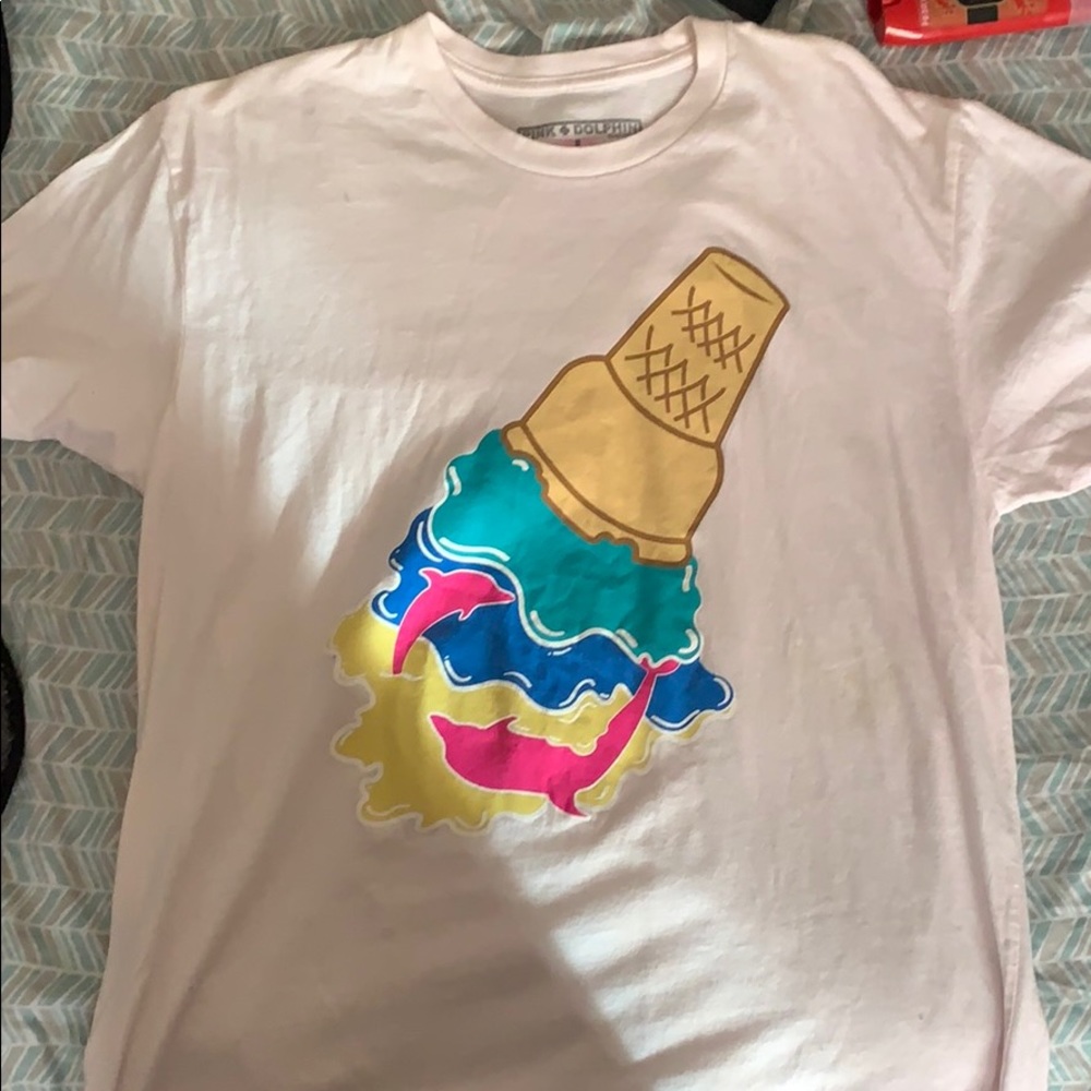 Pink dolphin ice cream t shirt Sz L used